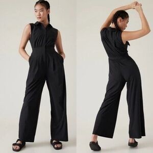 Athleta Brooklyn Black Utility Wide-Leg Jumpsuit